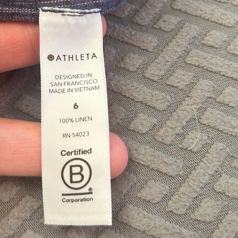 Athleta Cabo Linen Textured Wide Leg Pant Sz 6 Rain Dance Jacquard Weave 657680 - Picture 9 of 13
